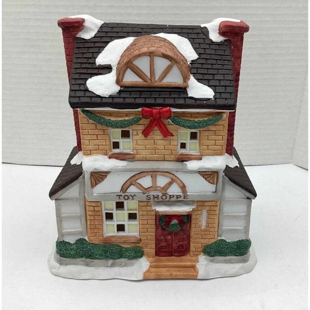 Christmas Village Lighted House Toy Shoppe Victorian Caldor Stores Hand Painted - Picture 1 of 9